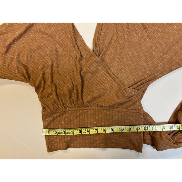 NWT We the Free East Coast Top Ribbed Spice Surplice V-Neck Waist Tie SZ XS - Picture 16 of 16